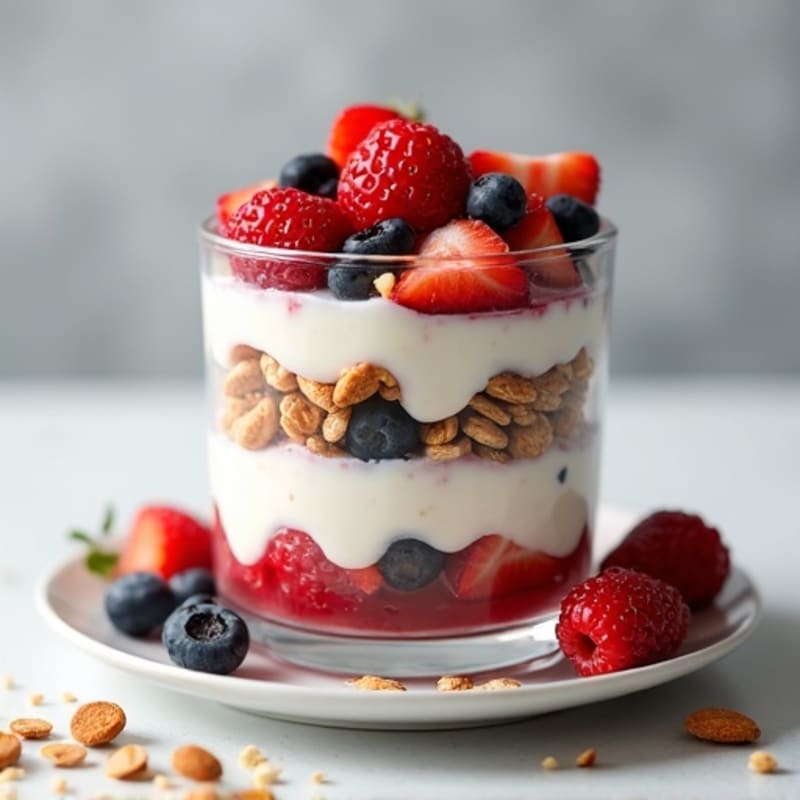 Greek Yogurt Parfait with Fresh Berries and Toasted Almonds