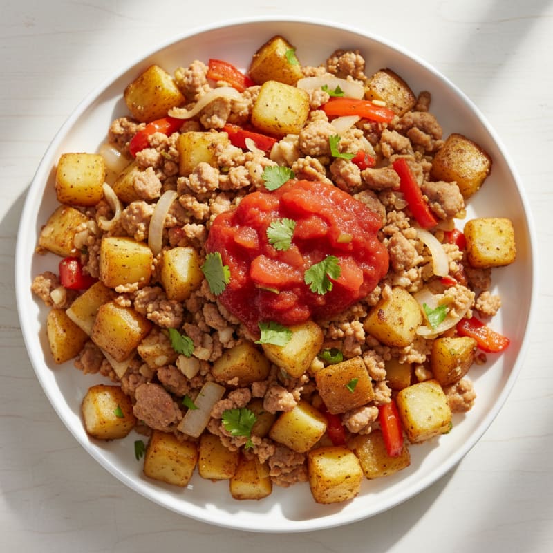 Egg White and Turkey Sausage Scramble with Crispy Potatoes