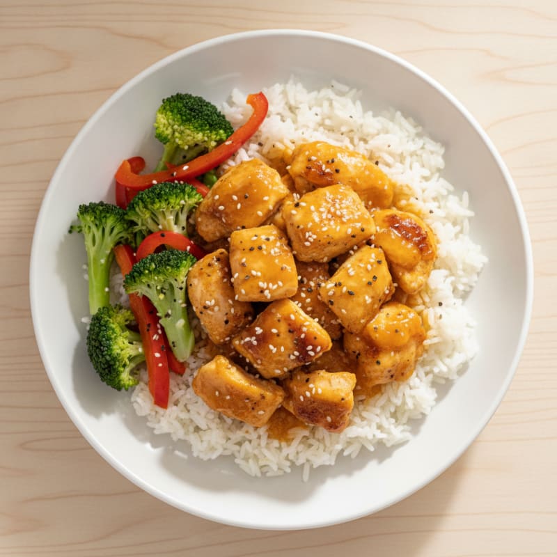 Orange Glazed Chicken with Jasmine Rice