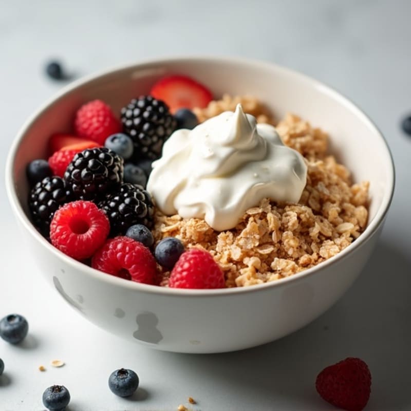 Fluffy Protein Oatmeal Bowl with Fresh Berries