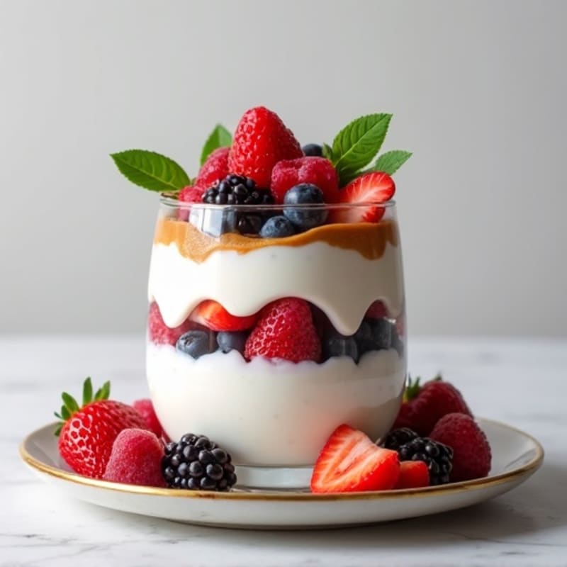 Greek Yogurt Parfait with Mixed Berries and Almond Butter