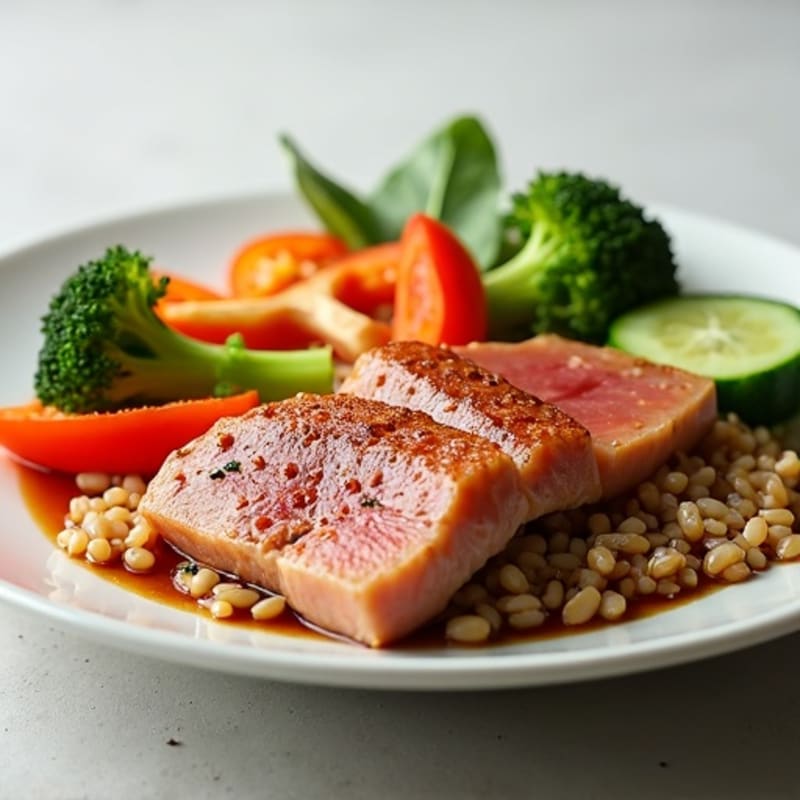 Fresh Ahi Tuna with Brown Rice and Crisp Vegetables