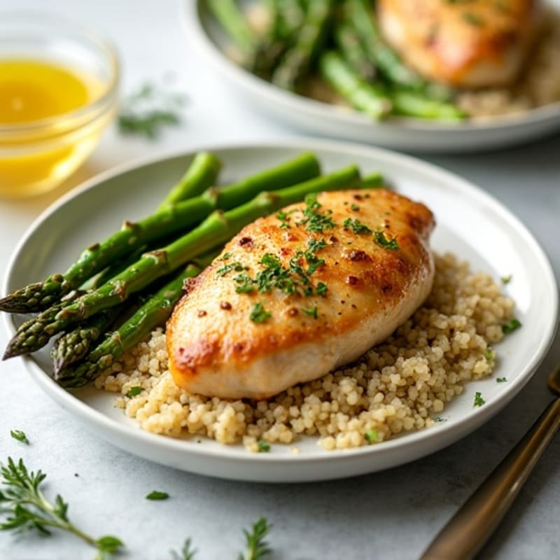 Lemon Herb Baked Chicken with Crispy Asparagus