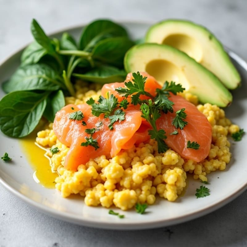 Egg White and Smoked Salmon Scramble with Spinach