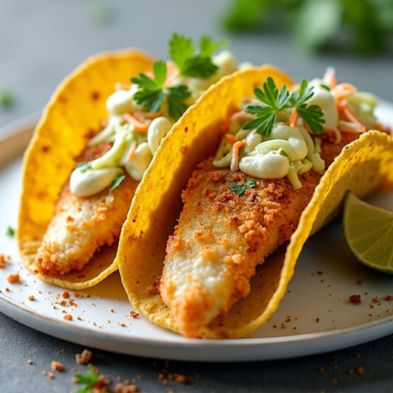 Crispy Baked Fish Tacos with Lime Slaw