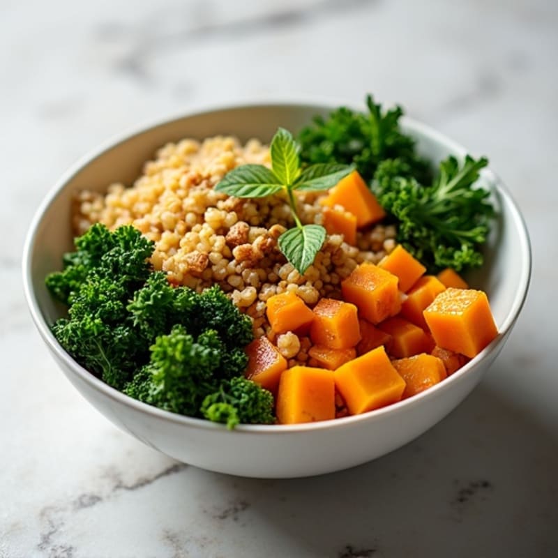 Ground Turkey Quinoa Bowl with Roasted Butternut Squash and Greens