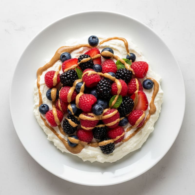 Greek Yogurt Protein Mousse with Mixed Berries