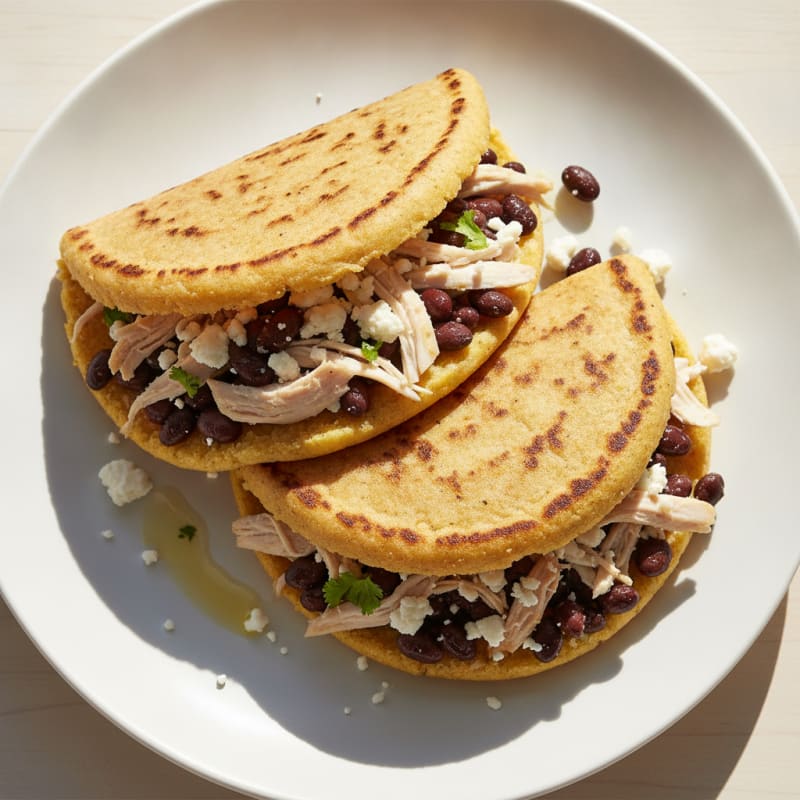 Arepa with Black Beans and Cheese