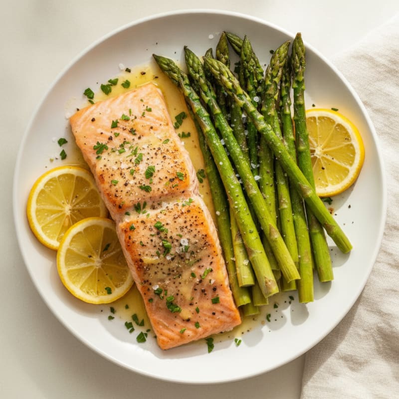 Lemon Herb Baked Salmon with Asparagus