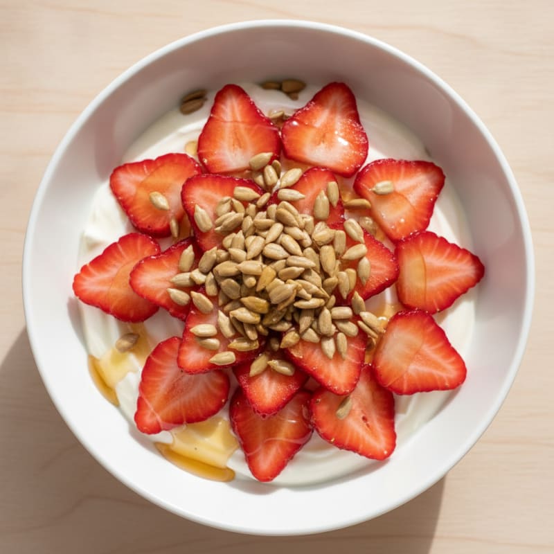 Greek Yogurt Parfait with Berries and Toasted Sunflower Seeds