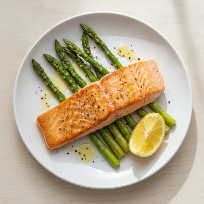 Pan-Seared Salmon with Roasted Asparagus