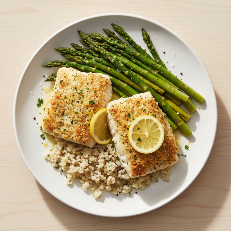 Golden Lemon-Herb Baked Cod with Roasted Asparagus