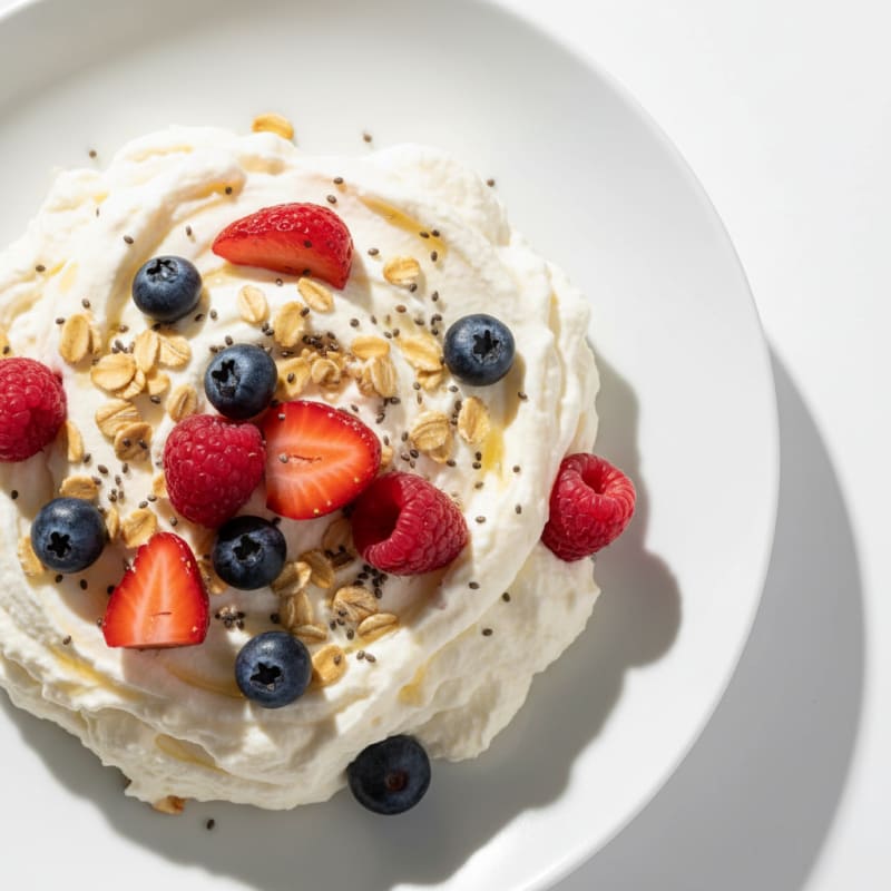 Protein Yogurt Mousse with Oats and Mixed Berries