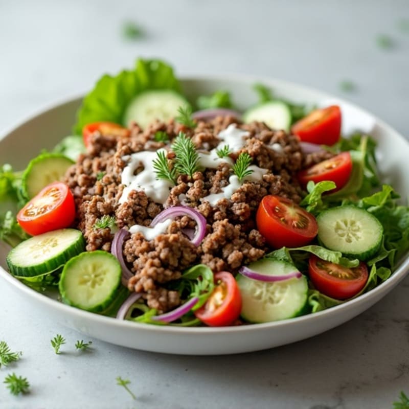 Protein-Packed Lean Ground Beef Salad with Creamy Tangy Dressing