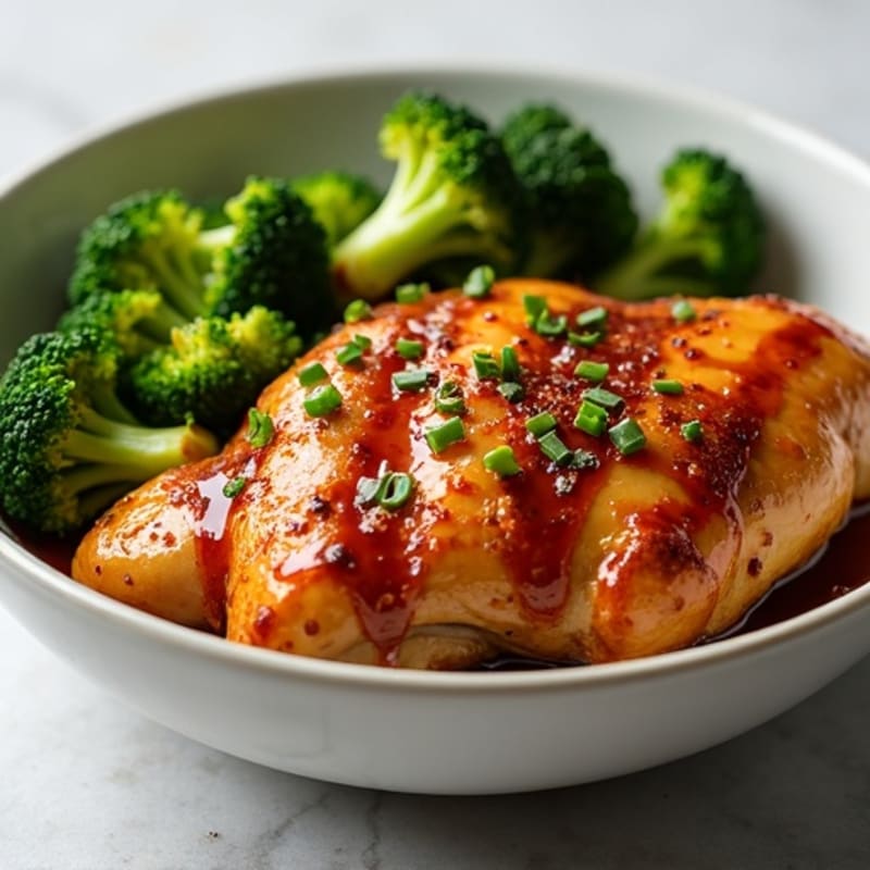 Sticky Sweet and Savory Glazed Chicken with Roasted Broccoli