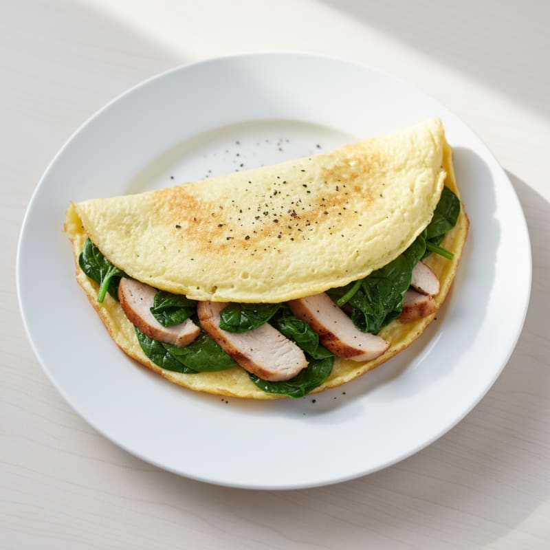 Egg White Spinach Omelette with Grilled Turkey Breast