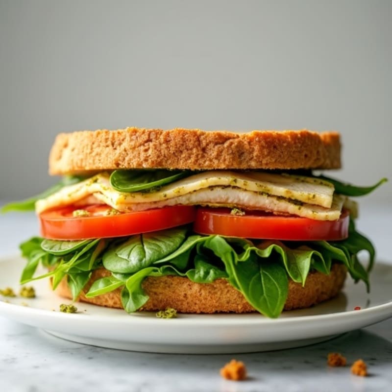Crispy Lean Turkey Pesto Sandwich