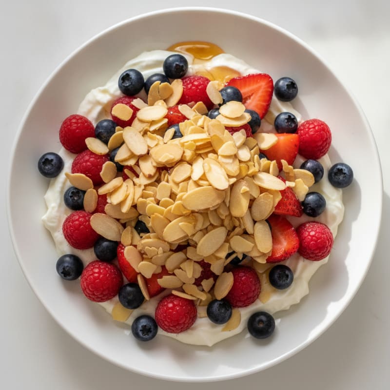 Greek Yogurt Parfait with Fresh Berries and Almonds