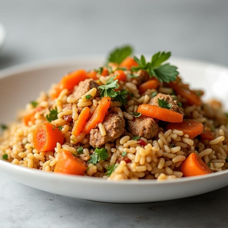 Savory Ground Turkey Skillet with Rice and Shredded Carrots