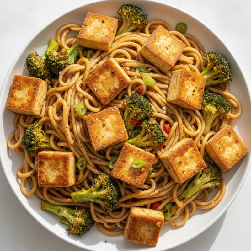 Szechuan Tofu with Garlic Noodles