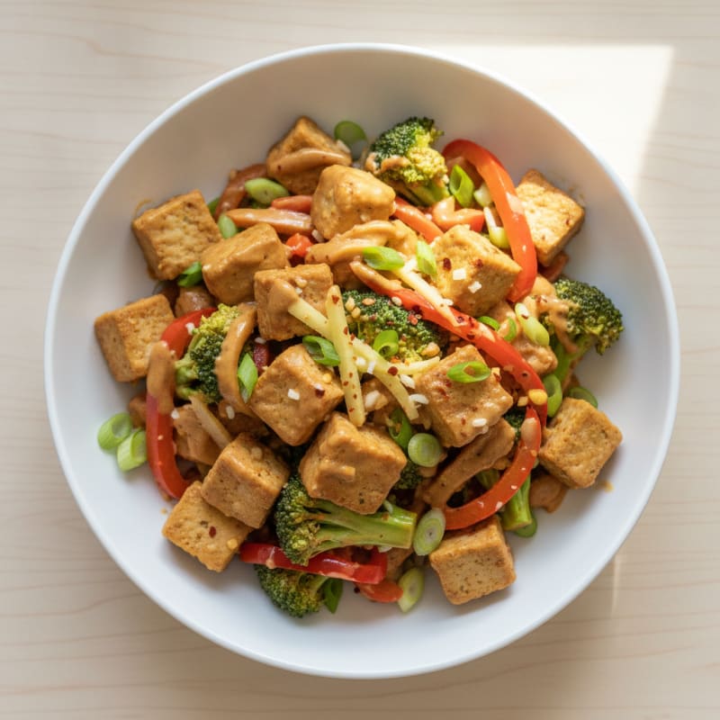 Seitan Stir-Fry with Peanut Sauce