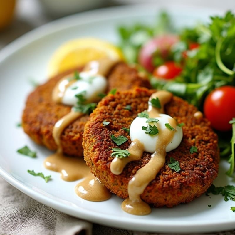 Crispy Baked Falafel with Lemon-Garlic Tahini