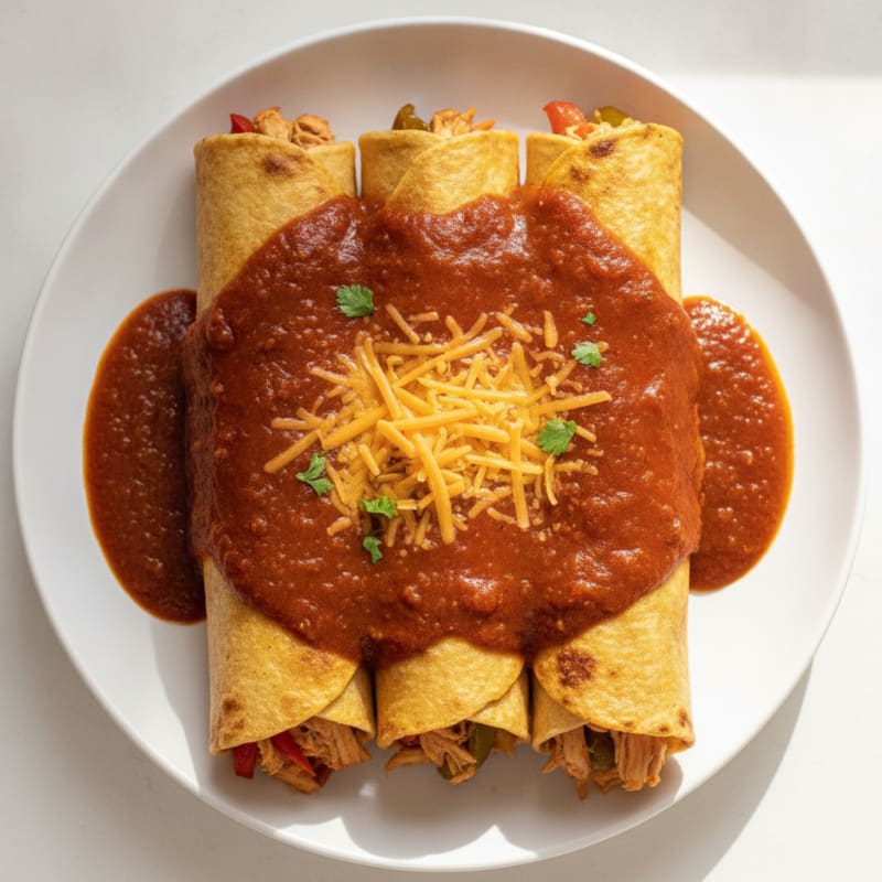Chicken Enchiladas with Red Chili Sauce