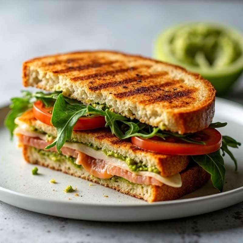 Crispy Grilled Turkey Pesto Sandwich