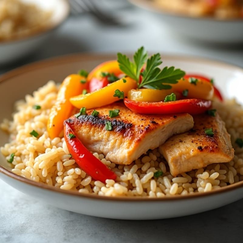 Savory Chicken and Rice Skillet with Fresh Bell Peppers