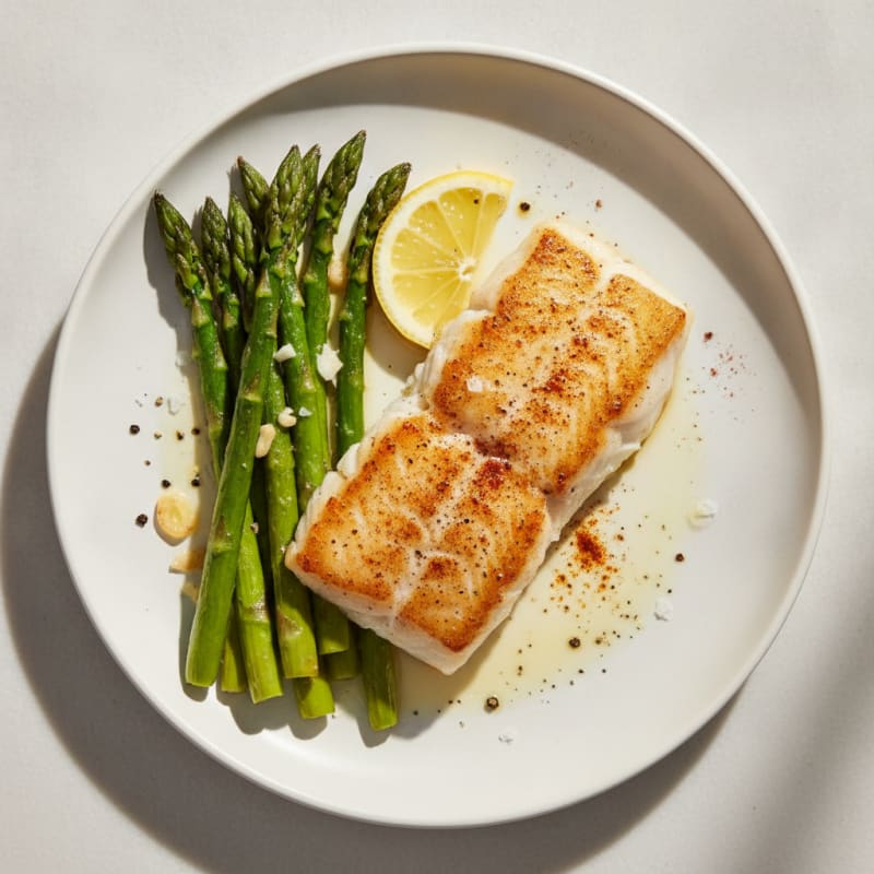 Pan-Seared Cod with Roasted Asparagus