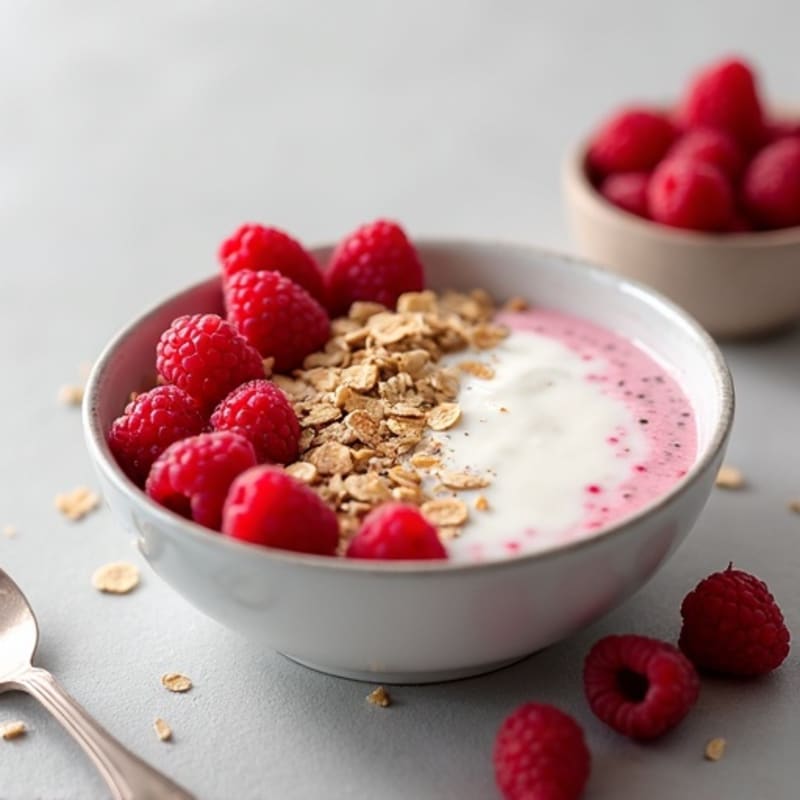 Raspberry Protein Overnight Oats with Creamy Vanilla