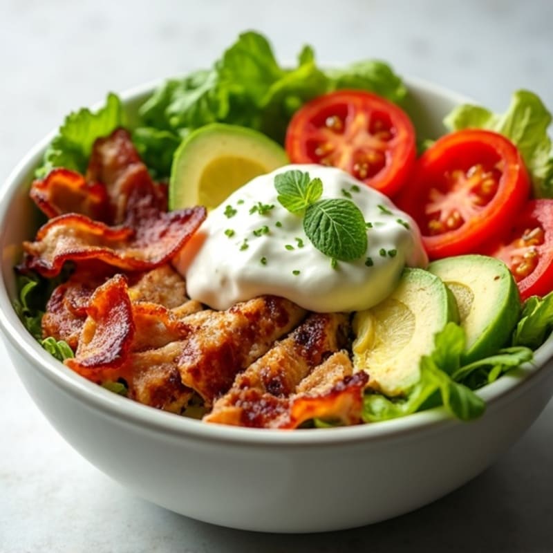 Grilled Chicken Club Bowl with Crispy Bacon and Creamy Avocado Dressing