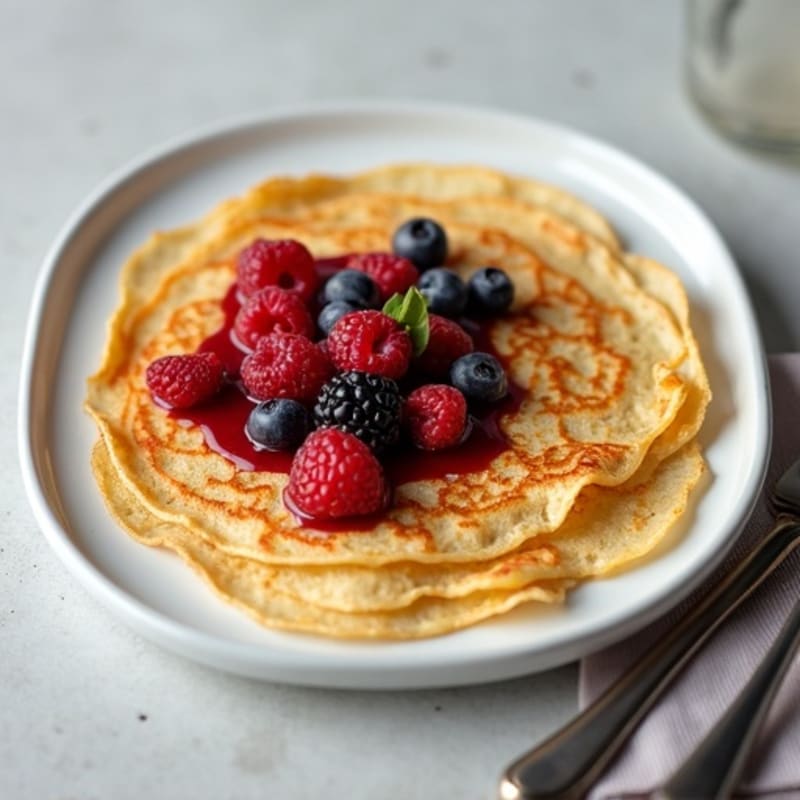 Crispy Rice Flour Crepes with Berry Compote