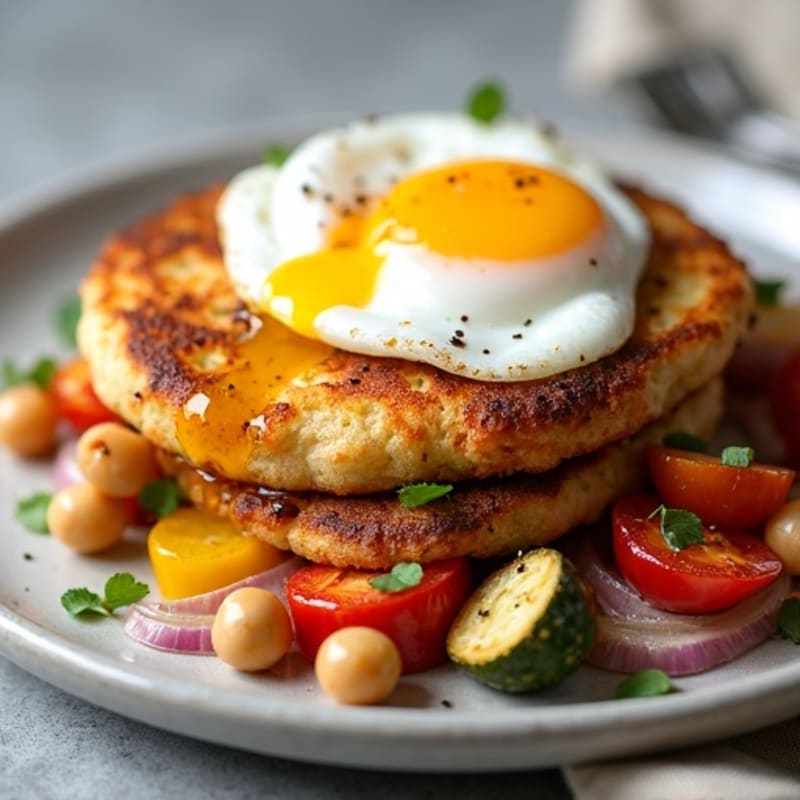 Crispy Pan-Seared Halloumi with Roasted Vegetables and Toasted Brioche