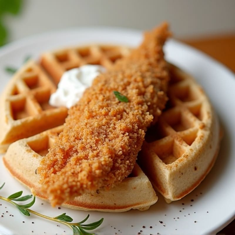 Crispy Baked Chicken with Fluffy Whole Wheat Waffles