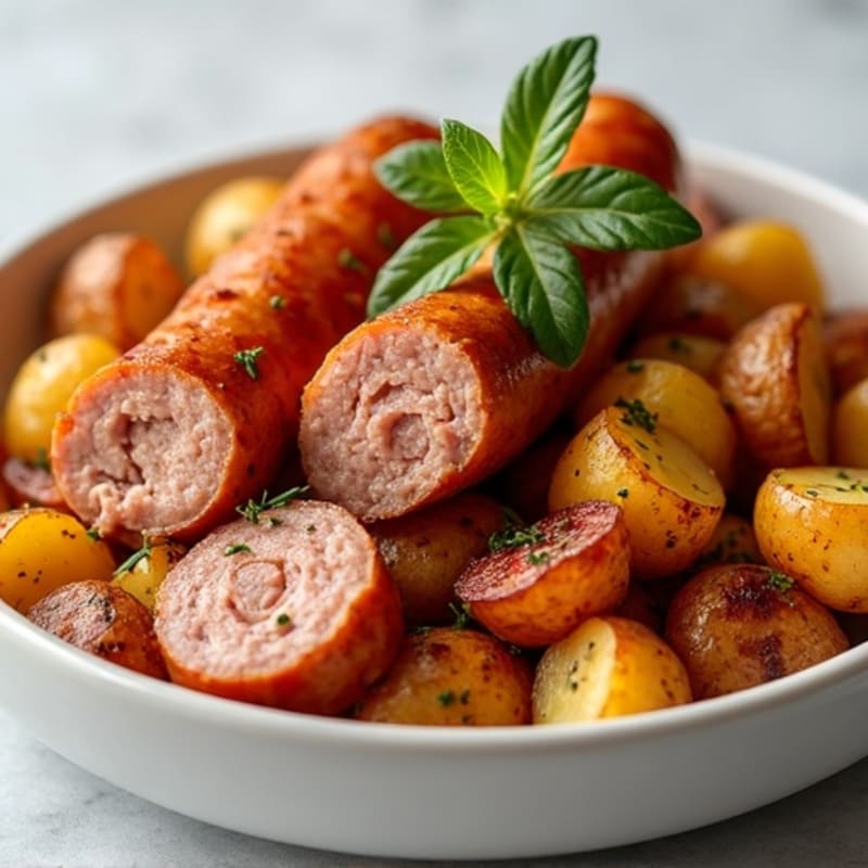 Lean Turkey Sausage and Crispy Roasted Potatoes