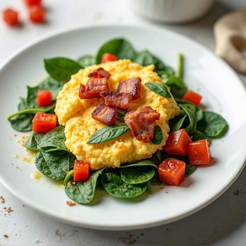 Egg White Spinach Scramble with Turkey Bacon
