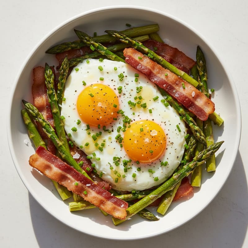 Baked Eggs with Roasted Asparagus