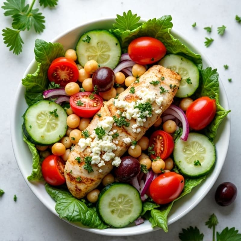 Fresh Mediterranean Chopped Salad with Herb-Marinated Feta