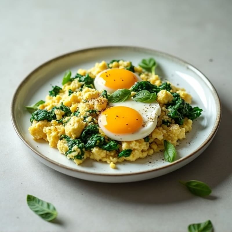 Egg White Spinach Scramble with Cottage Cheese
