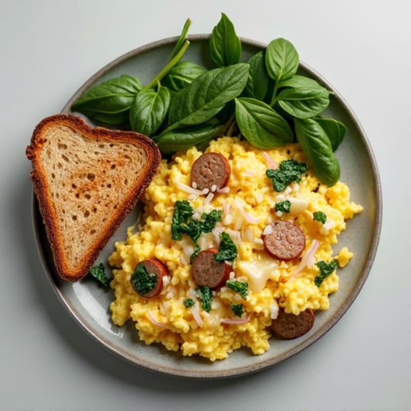 Egg White and Turkey Sausage Scramble with Spinach