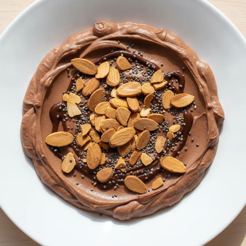 Silky Chocolate Protein Yogurt Bowl with Almonds