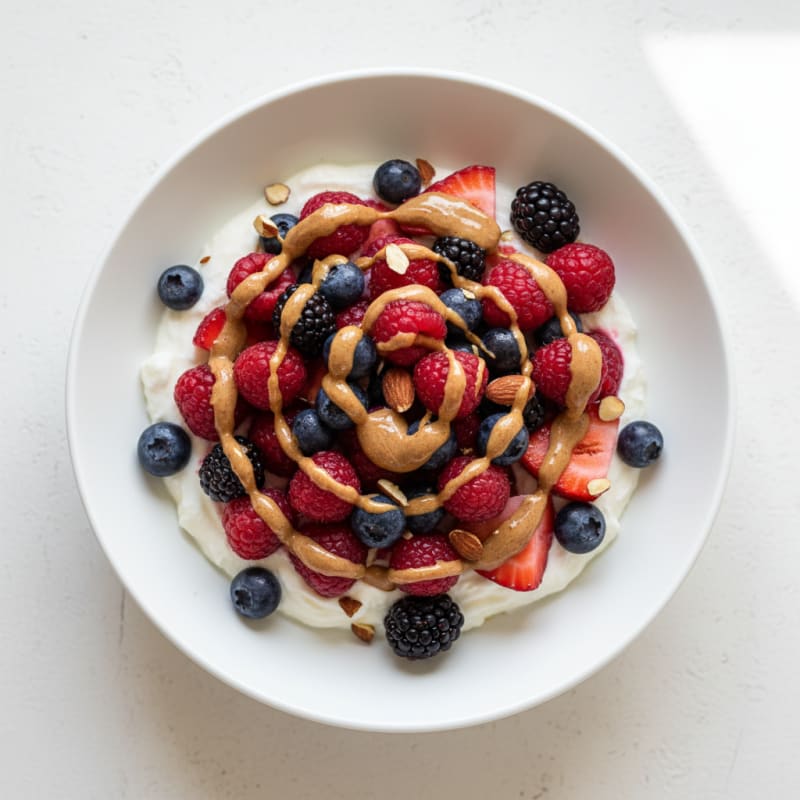 Greek Yogurt Protein Bowl with Mixed Berries and Almond Butter