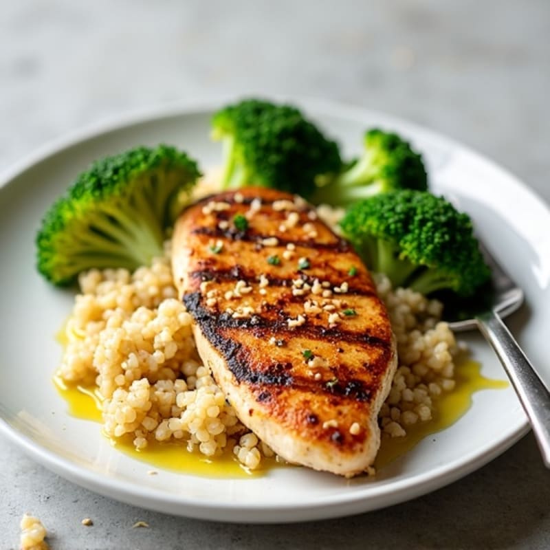 Grilled Chicken Breast with Quinoa and Steamed Broccoli