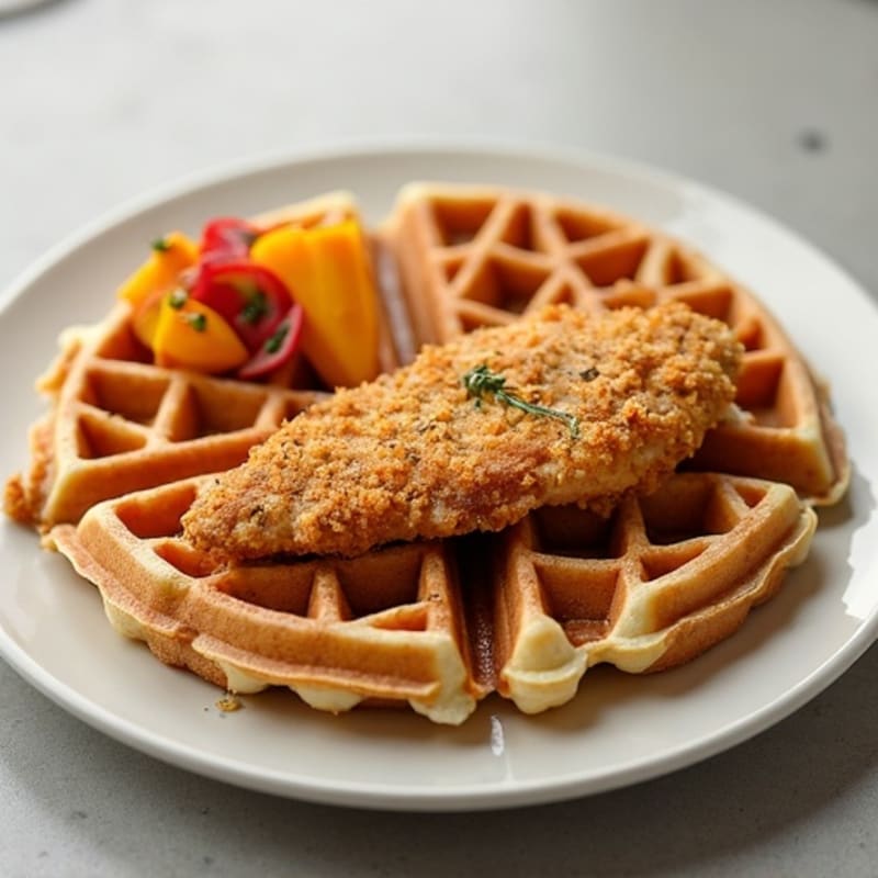 Crispy Baked Chicken with Fluffy Whole Grain Waffles