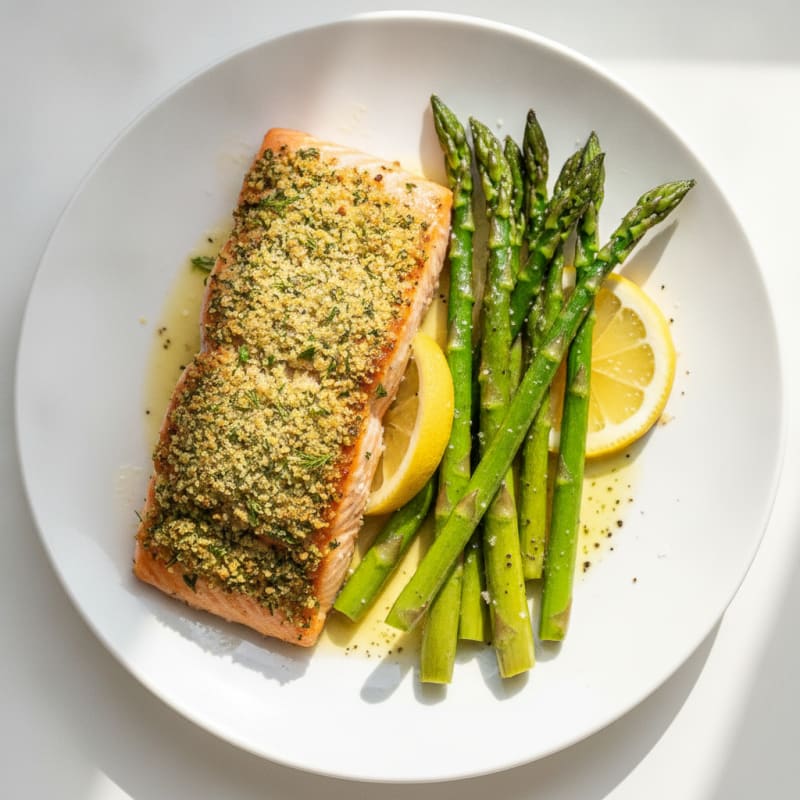 Herb-Crusted Salmon with Roasted Asparagus