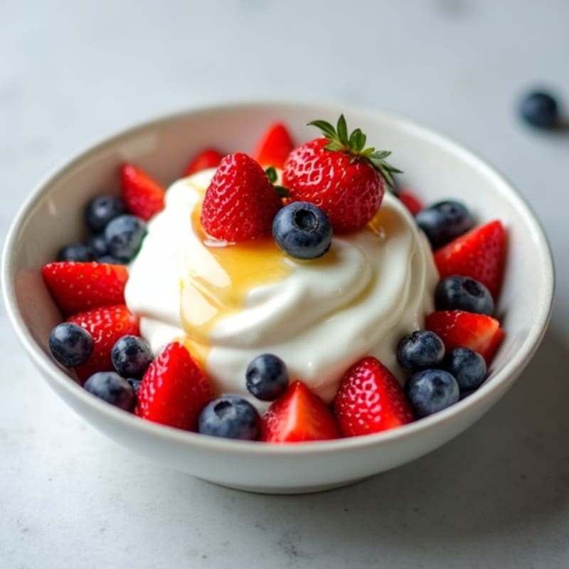 Creamy Greek Yogurt with Fresh Strawberries and Blueberries