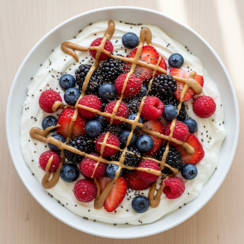 Silky Greek Yogurt Protein Pudding with Mixed Berries