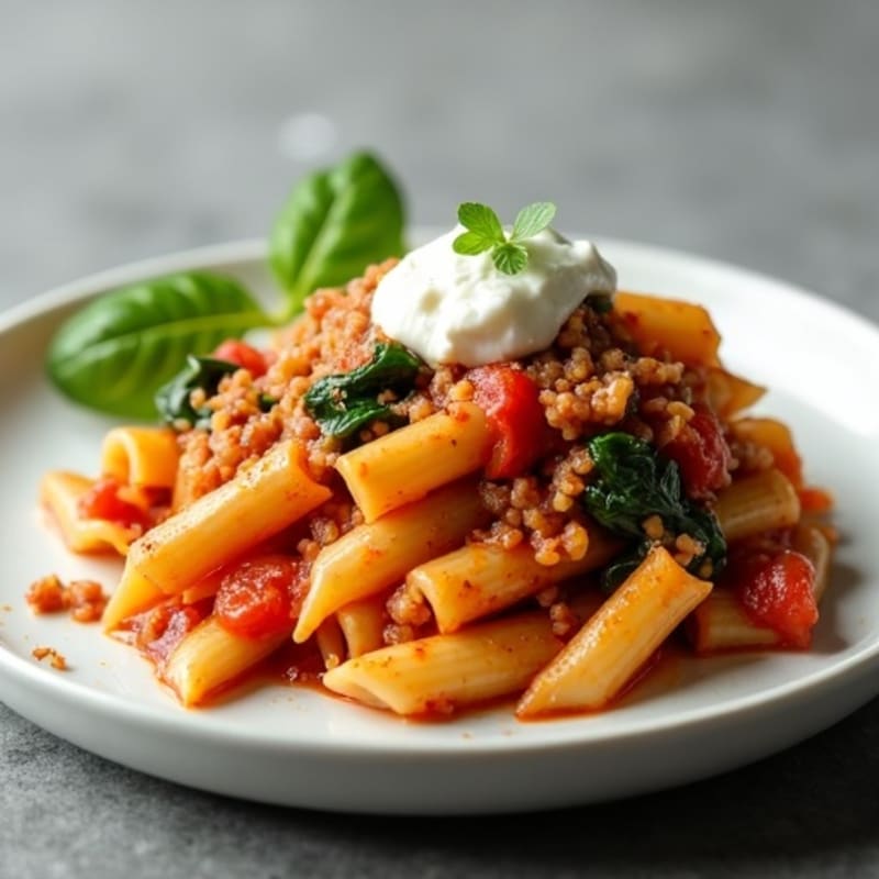 Lean Turkey Baked Ziti with Spinach