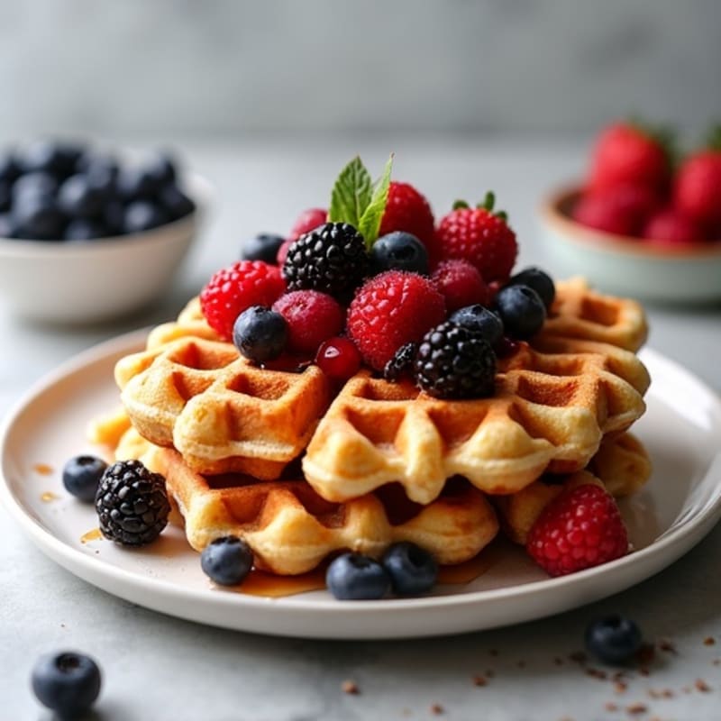Protein-Packed Almond Flour Waffles with Berry Compote